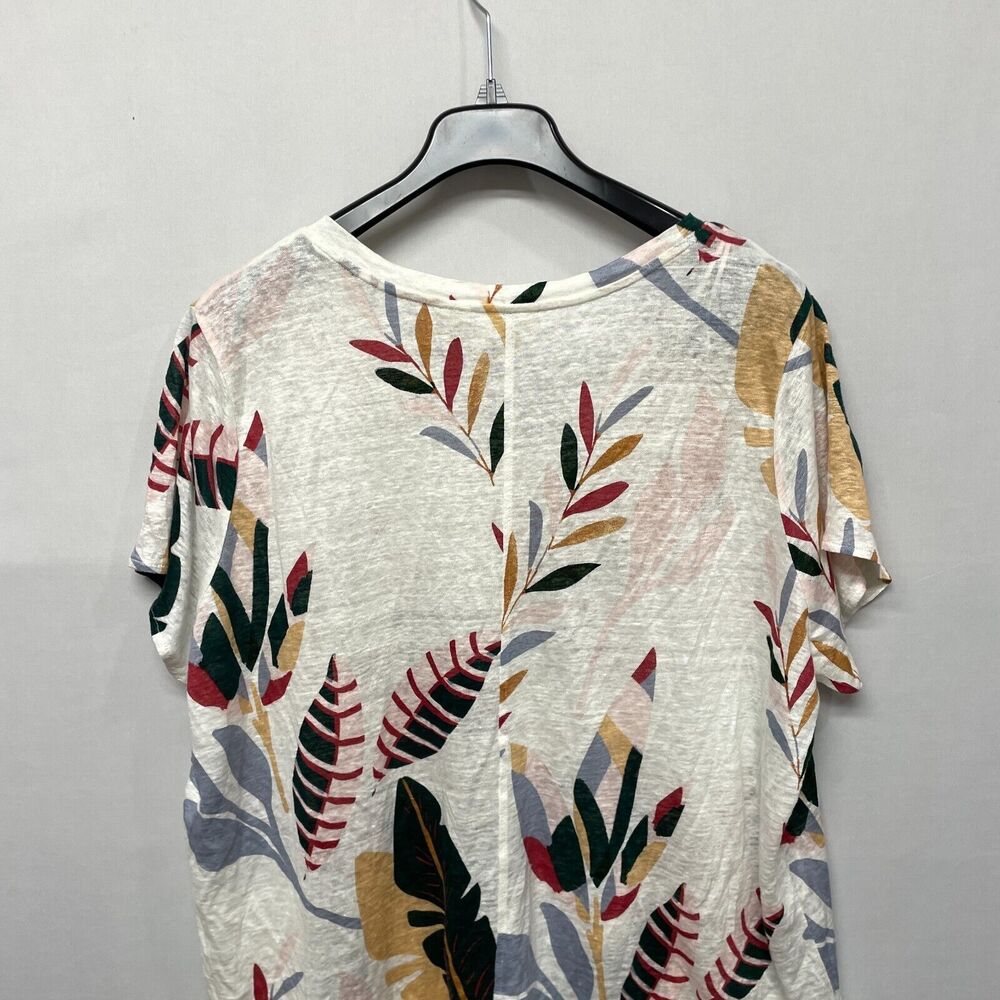 Cynthia Rowley Short Sleeve 100% Linen T-Shirt Tee Top Size 3X Floral M245 -28 - Picture 10 of 12
